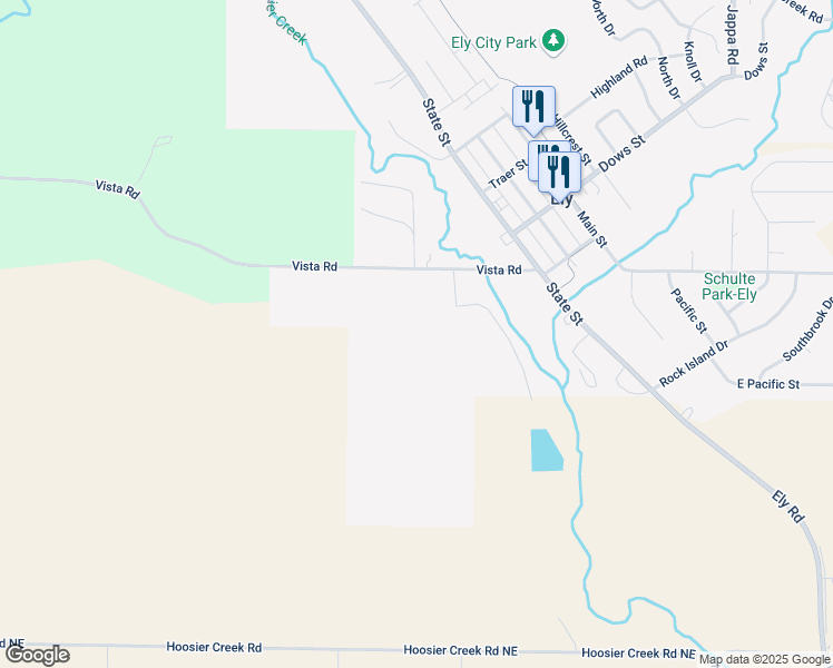 map of restaurants, bars, coffee shops, grocery stores, and more near 1200 Vista Road in Ely