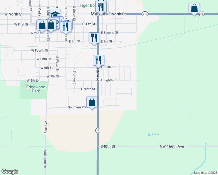 map of restaurants, bars, coffee shops, grocery stores, and more near Maverick Lane in Madrid