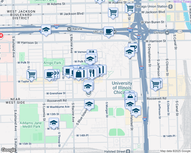 map of restaurants, bars, coffee shops, grocery stores, and more near in Chicago