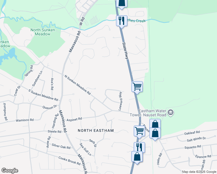 map of restaurants, bars, coffee shops, grocery stores, and more near 45 Quail Cover Lane in Eastham