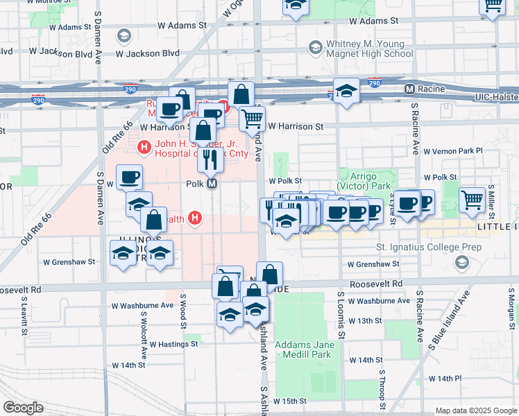 map of restaurants, bars, coffee shops, grocery stores, and more near in Chicago