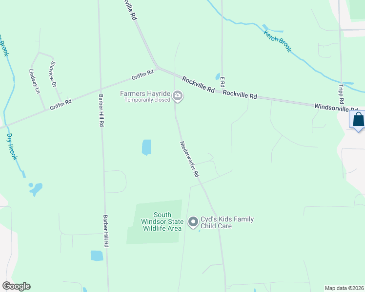 map of restaurants, bars, coffee shops, grocery stores, and more near 40 Chase Farm Road in East Windsor