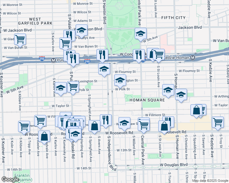 map of restaurants, bars, coffee shops, grocery stores, and more near in Chicago