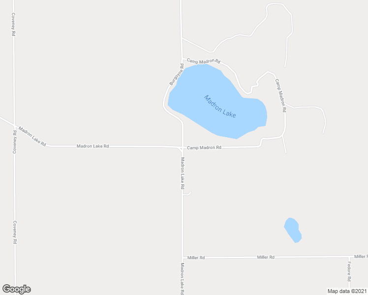 map of restaurants, bars, coffee shops, grocery stores, and more near 1701 Camp Madron Road in Buchanan