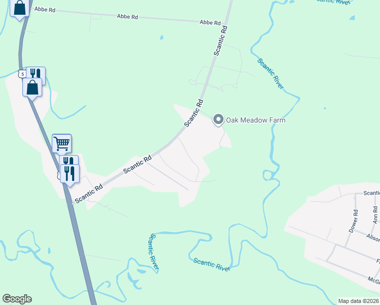 map of restaurants, bars, coffee shops, grocery stores, and more near 1 Hilltop Circle in East Windsor