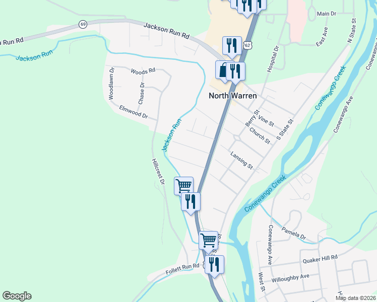 map of restaurants, bars, coffee shops, grocery stores, and more near 15 Timothy Avenue in Warren