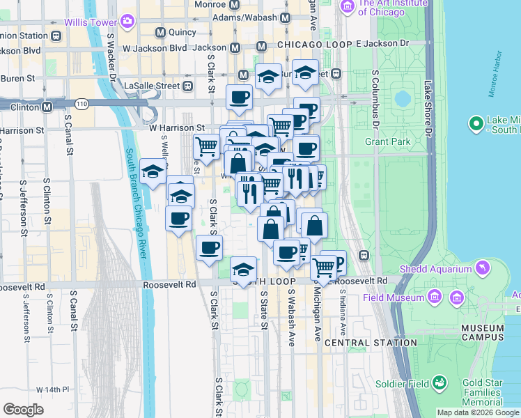 map of restaurants, bars, coffee shops, grocery stores, and more near 899 West 9th Street in Chicago