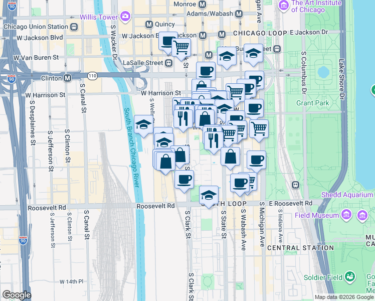 map of restaurants, bars, coffee shops, grocery stores, and more near 854 South Park Terrace in Chicago