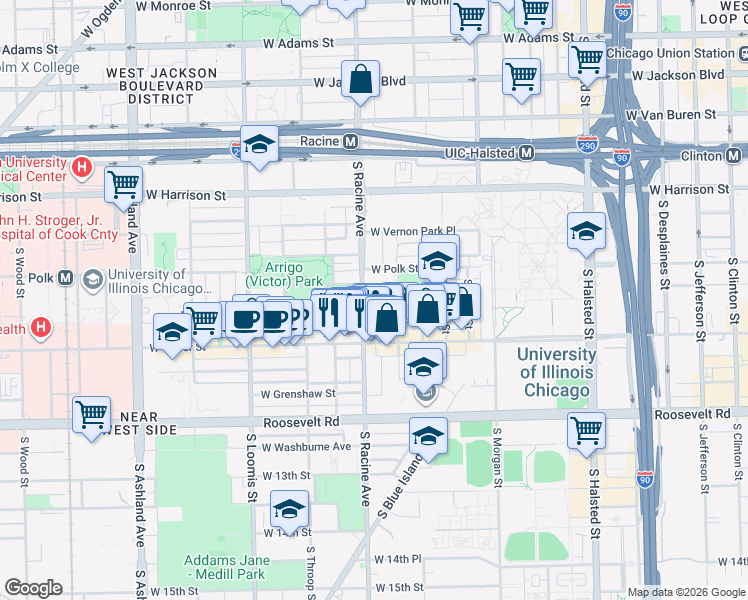 map of restaurants, bars, coffee shops, grocery stores, and more near in Chicago
