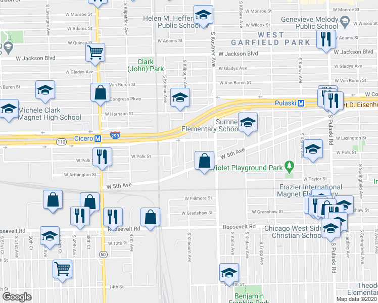 map of restaurants, bars, coffee shops, grocery stores, and more near 746 South Kilbourn Avenue in Chicago