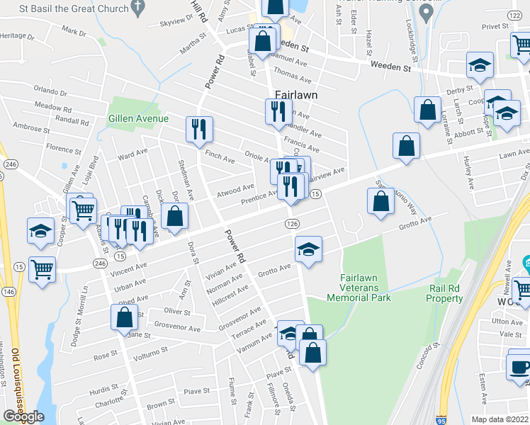 map of restaurants, bars, coffee shops, grocery stores, and more near 808 Mineral Spring Avenue in Pawtucket