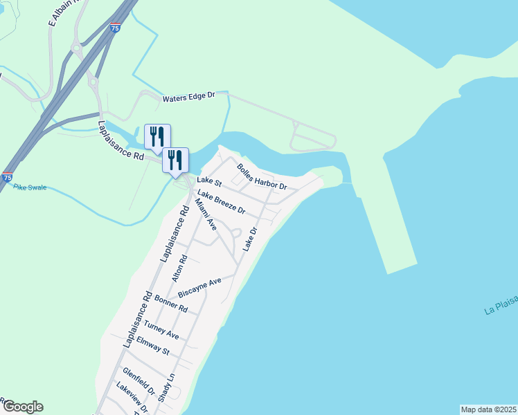 map of restaurants, bars, coffee shops, grocery stores, and more near 7953 Lake Street in Monroe