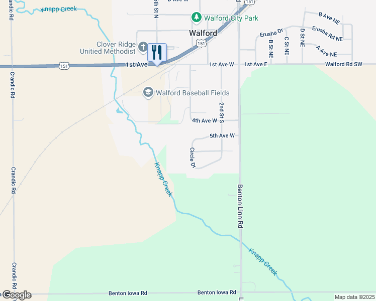 map of restaurants, bars, coffee shops, grocery stores, and more near 280 Circle Drive in Walford