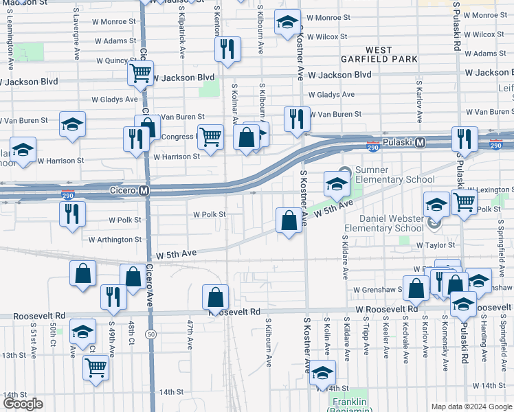 map of restaurants, bars, coffee shops, grocery stores, and more near 746 South Kilbourn Avenue in Chicago