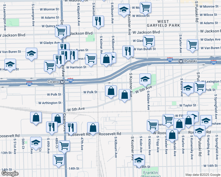 map of restaurants, bars, coffee shops, grocery stores, and more near 746 South Kilbourn Avenue in Chicago
