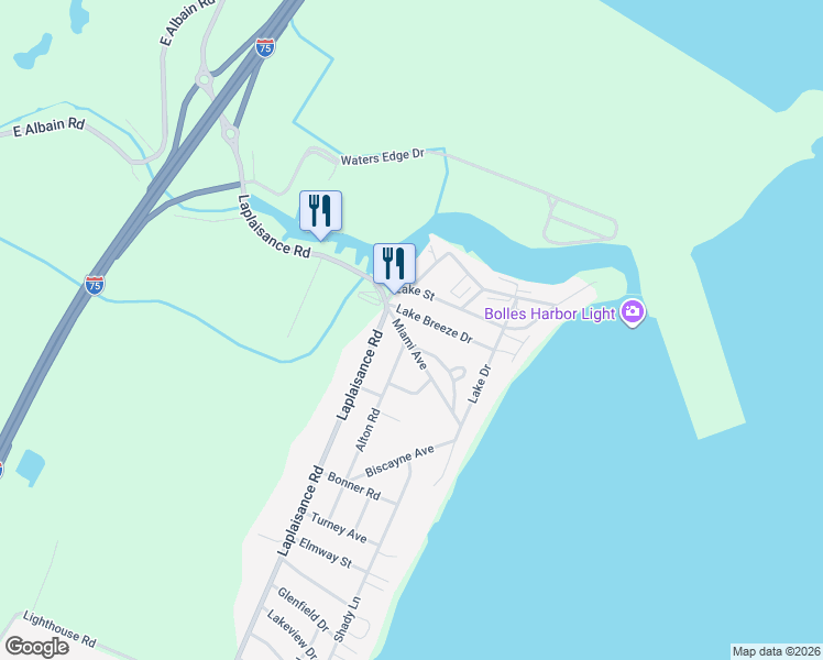 map of restaurants, bars, coffee shops, grocery stores, and more near 7866 Miami Street in Monroe