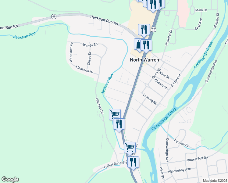 map of restaurants, bars, coffee shops, grocery stores, and more near 15 Timothy Avenue in Warren