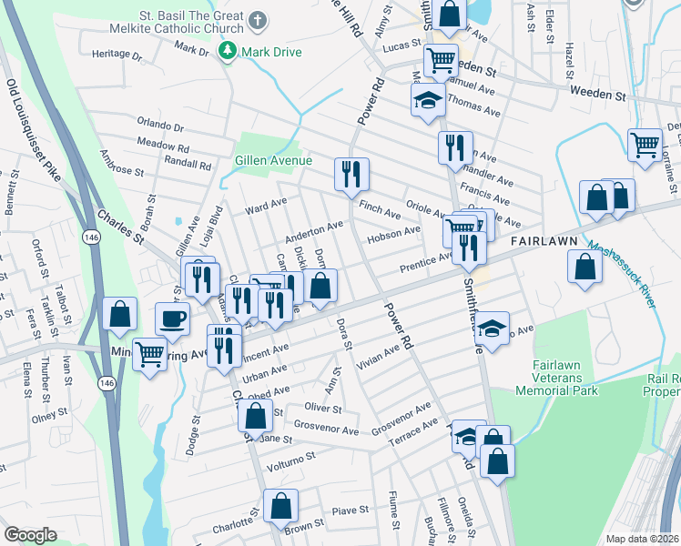 map of restaurants, bars, coffee shops, grocery stores, and more near 42 Stedman Avenue in Pawtucket