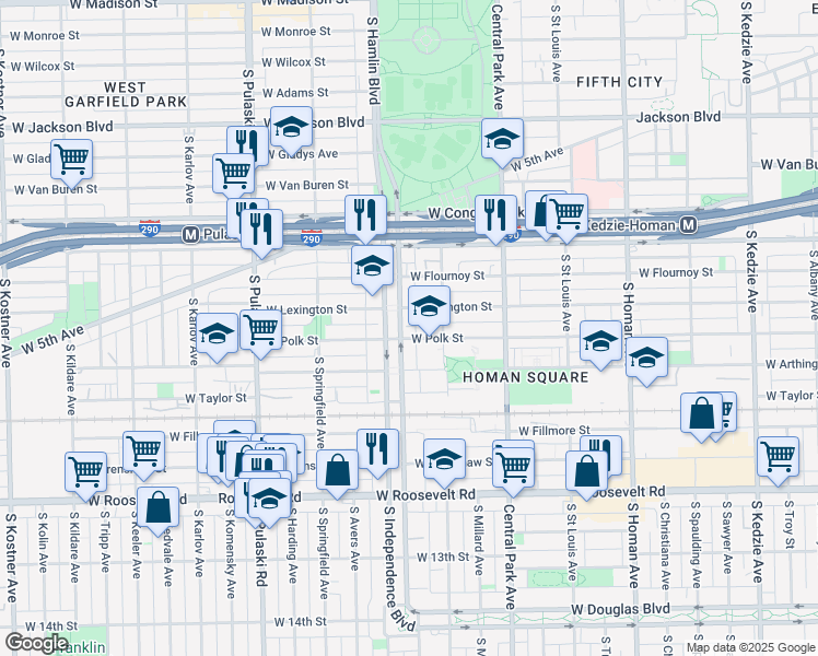 map of restaurants, bars, coffee shops, grocery stores, and more near in Chicago
