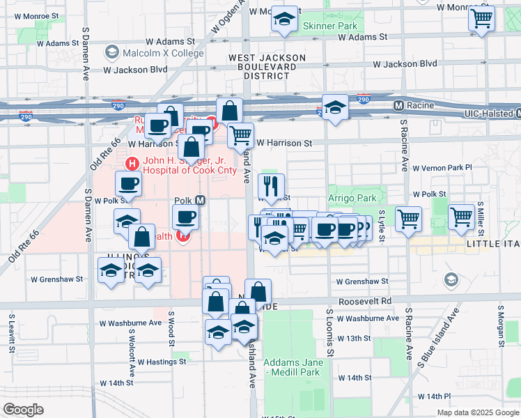 map of restaurants, bars, coffee shops, grocery stores, and more near in Chicago