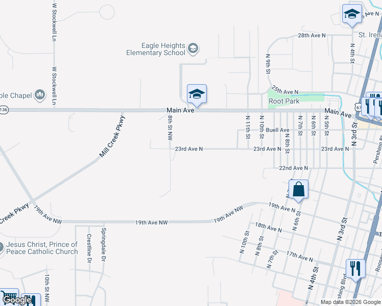 map of restaurants, bars, coffee shops, grocery stores, and more near 1341 23rd Avenue North in Clinton