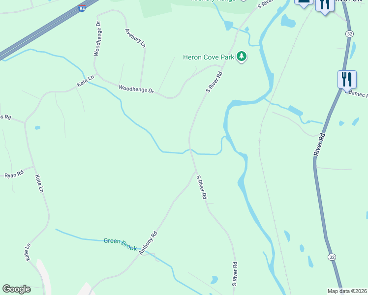 map of restaurants, bars, coffee shops, grocery stores, and more near 175 South River Road in Tolland