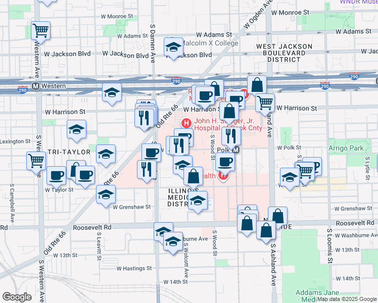 map of restaurants, bars, coffee shops, grocery stores, and more near in Chicago
