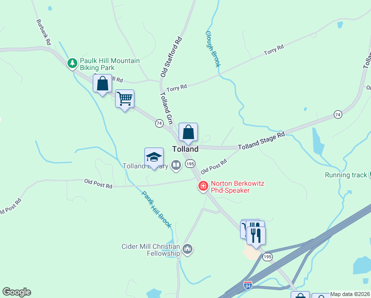 map of restaurants, bars, coffee shops, grocery stores, and more near in Tolland