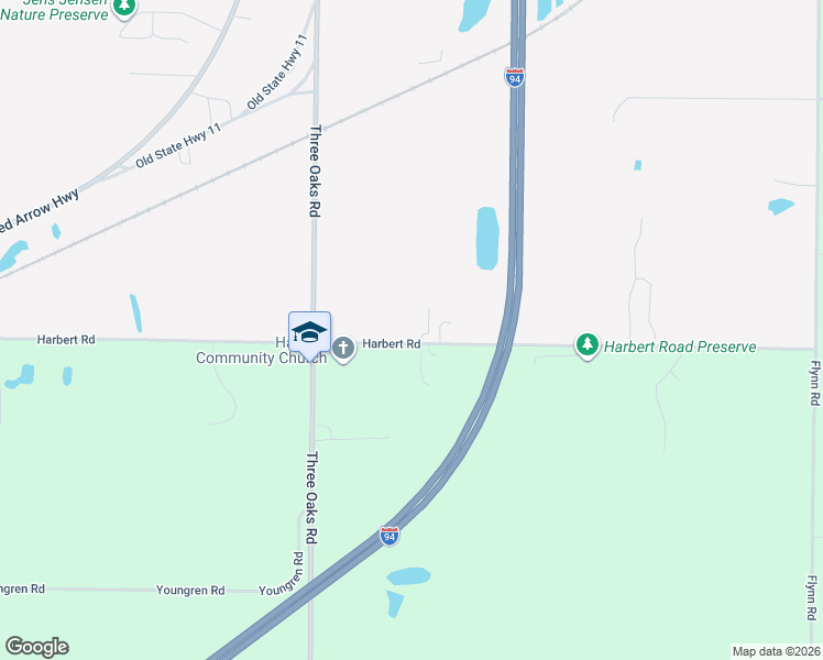 map of restaurants, bars, coffee shops, grocery stores, and more near 6317 Harbert Road in Sawyer