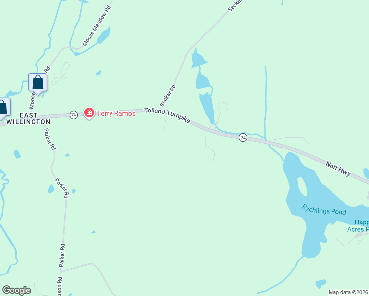 map of restaurants, bars, coffee shops, grocery stores, and more near 456 Tolland Turnpike in Willington