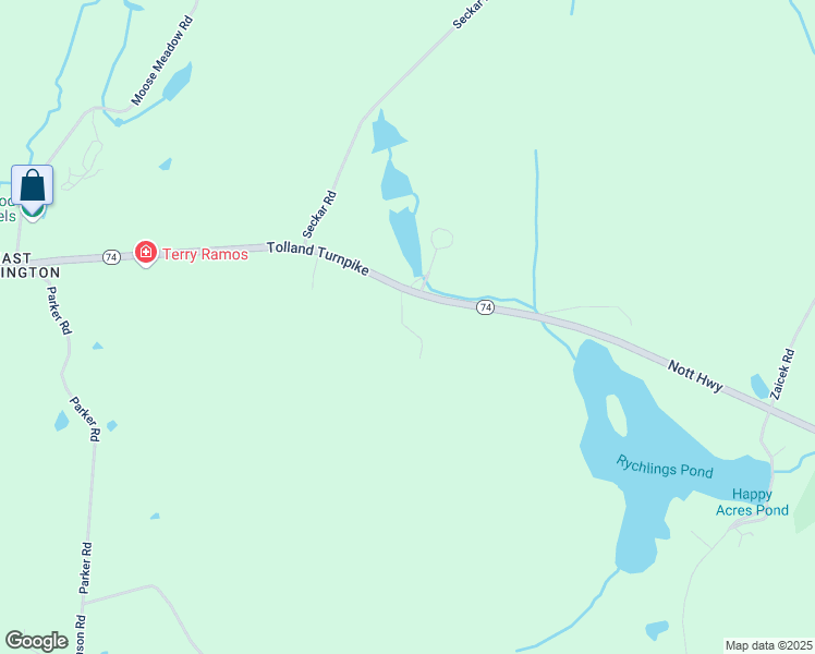map of restaurants, bars, coffee shops, grocery stores, and more near 475 Tolland Turnpike in Willington