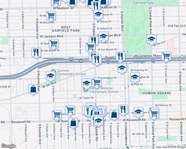map of restaurants, bars, coffee shops, grocery stores, and more near in Chicago
