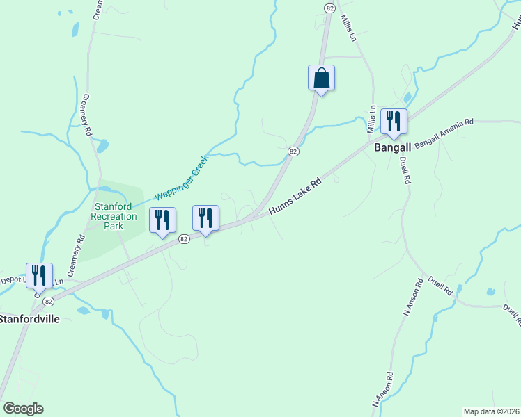 map of restaurants, bars, coffee shops, grocery stores, and more near 6031 Highway 82 in Stanfordville