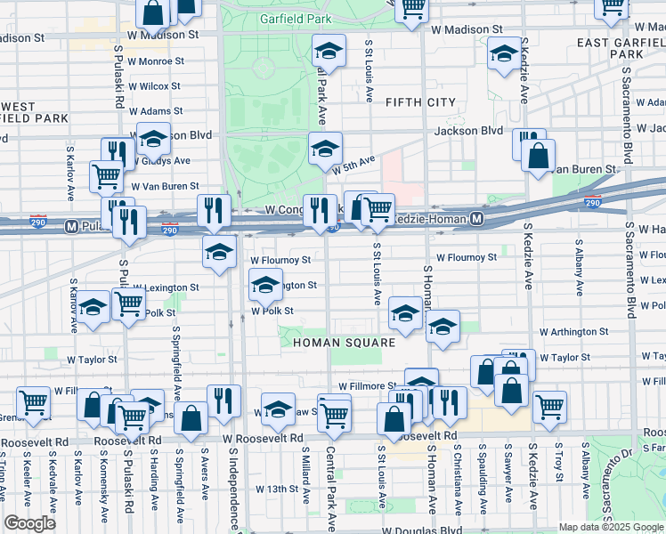 map of restaurants, bars, coffee shops, grocery stores, and more near in Chicago