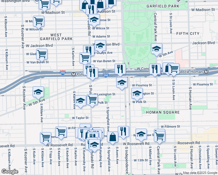 map of restaurants, bars, coffee shops, grocery stores, and more near in Chicago