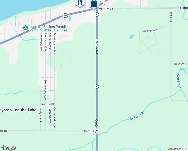 map of restaurants, bars, coffee shops, grocery stores, and more near 3023 Center Road in Ashtabula
