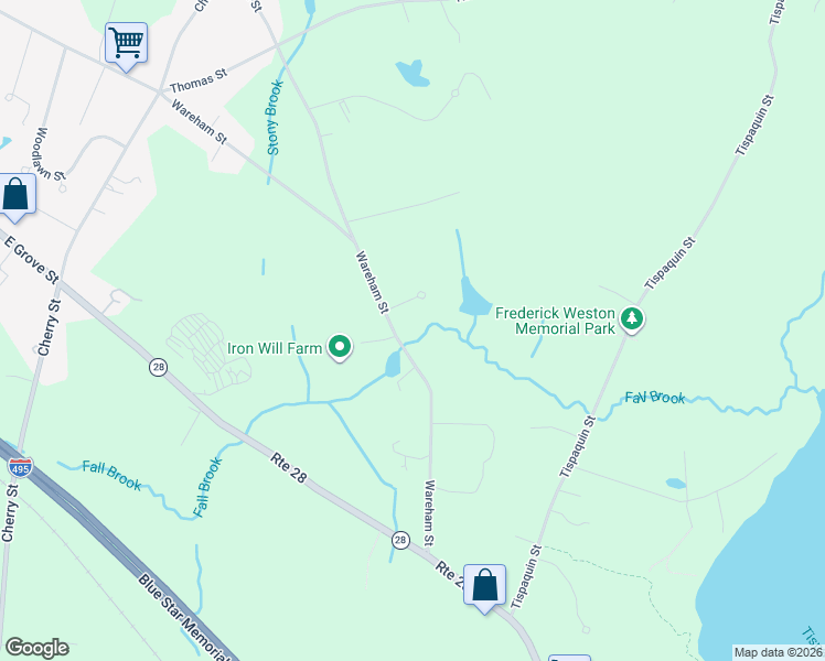 map of restaurants, bars, coffee shops, grocery stores, and more near 275 Wareham Street in Middleborough