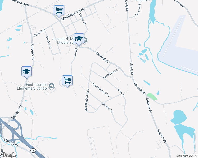 map of restaurants, bars, coffee shops, grocery stores, and more near 71 Wren Street in Taunton