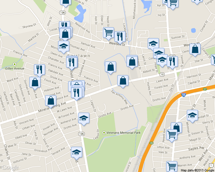 map of restaurants, bars, coffee shops, grocery stores, and more near 601 Mineral Spring Avenue in Pawtucket
