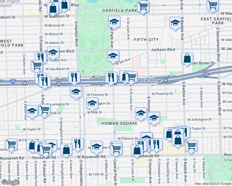map of restaurants, bars, coffee shops, grocery stores, and more near in Chicago