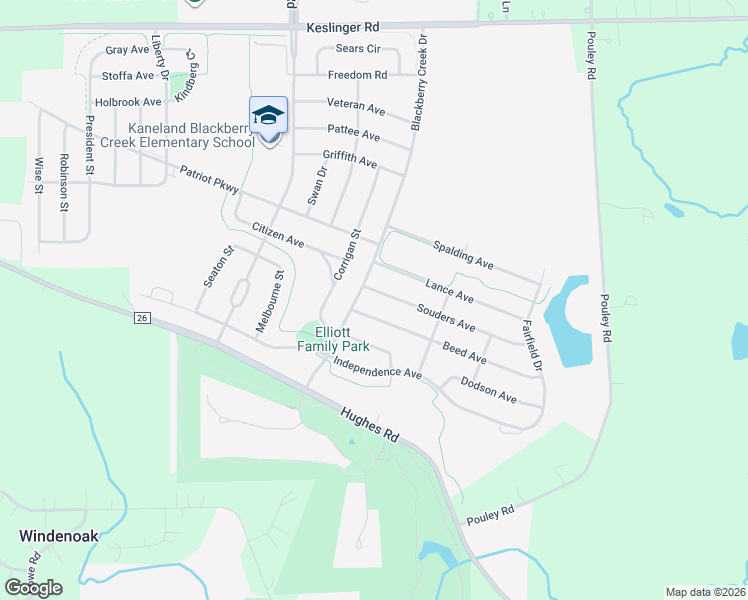 map of restaurants, bars, coffee shops, grocery stores, and more near 1171 Souders Avenue in Elburn