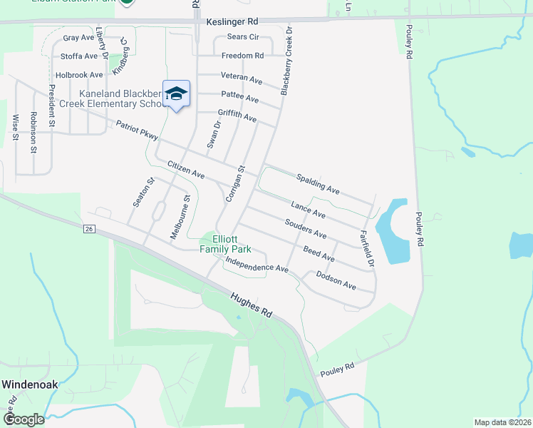 map of restaurants, bars, coffee shops, grocery stores, and more near 1171 Souders Avenue in Elburn