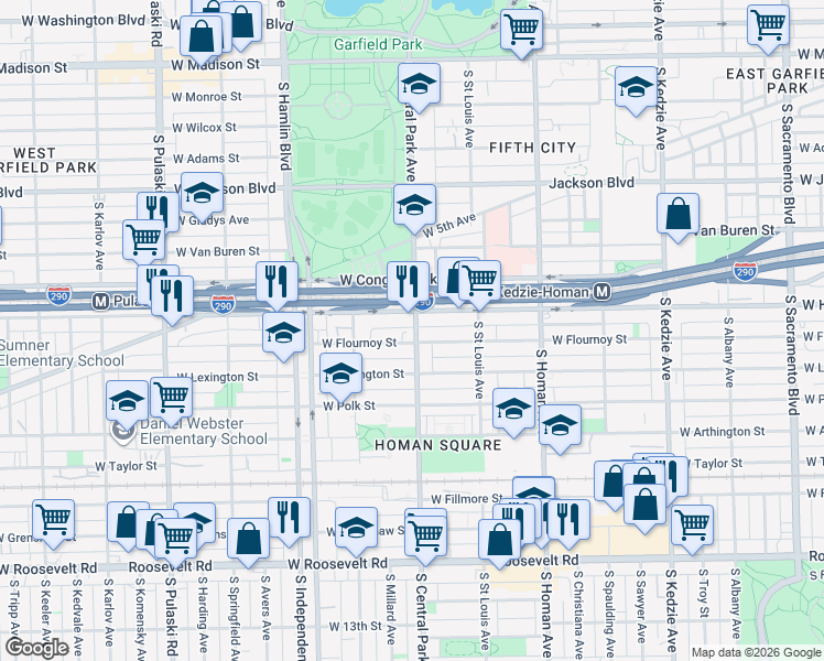 map of restaurants, bars, coffee shops, grocery stores, and more near in Chicago