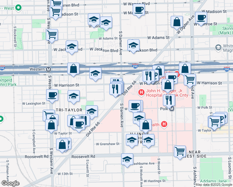 map of restaurants, bars, coffee shops, grocery stores, and more near in Chicago