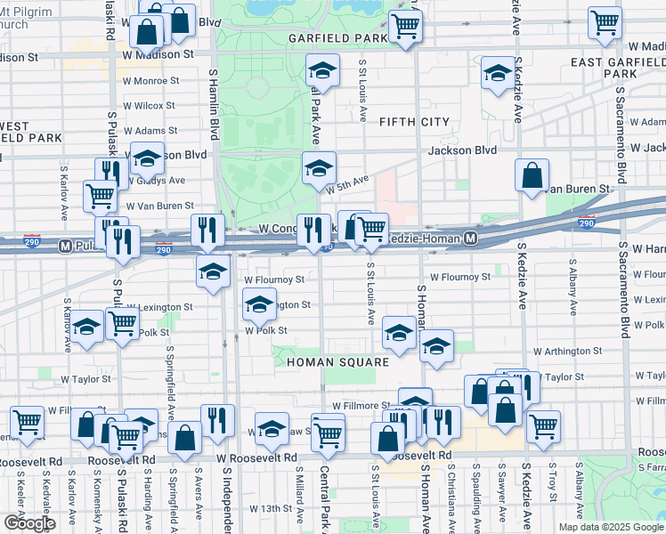 map of restaurants, bars, coffee shops, grocery stores, and more near in Chicago