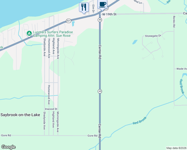 map of restaurants, bars, coffee shops, grocery stores, and more near 3201 Center Road in Ashtabula