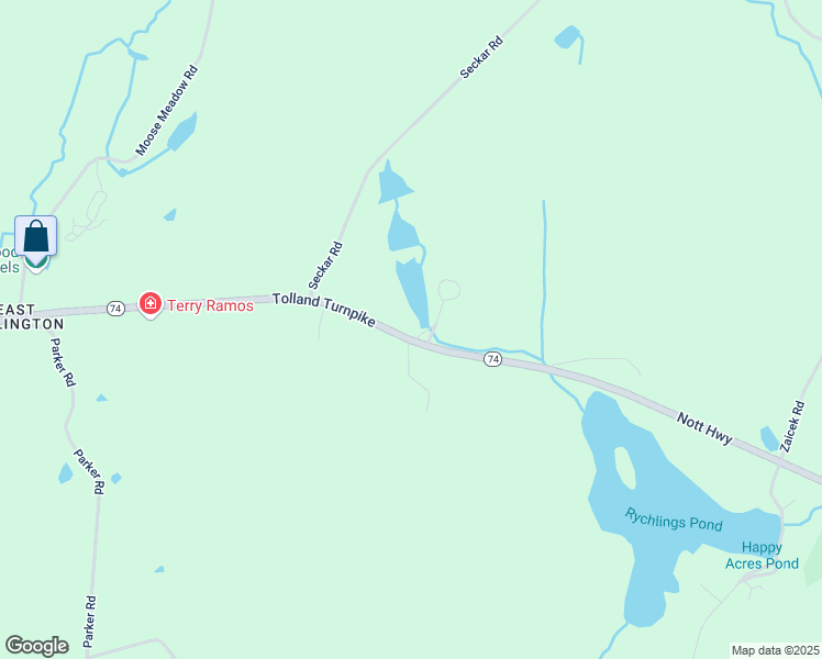 map of restaurants, bars, coffee shops, grocery stores, and more near 475 Tolland Turnpike in Willington