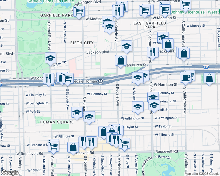 map of restaurants, bars, coffee shops, grocery stores, and more near in Chicago