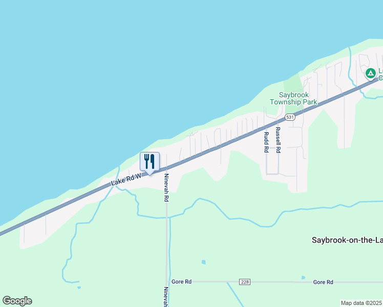 map of restaurants, bars, coffee shops, grocery stores, and more near 7 Lake Hurst Drive in Ashtabula