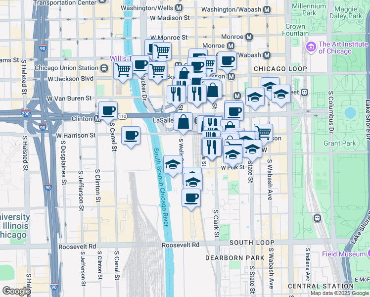 map of restaurants, bars, coffee shops, grocery stores, and more near in Chicago